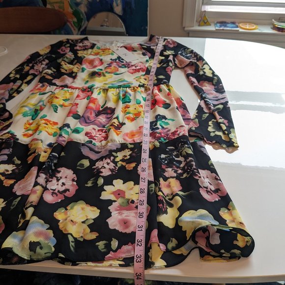 Asos Style London Patchwork Colorblock Floral Long Sleeve Dress - New, NWT - Picture 11 of 16